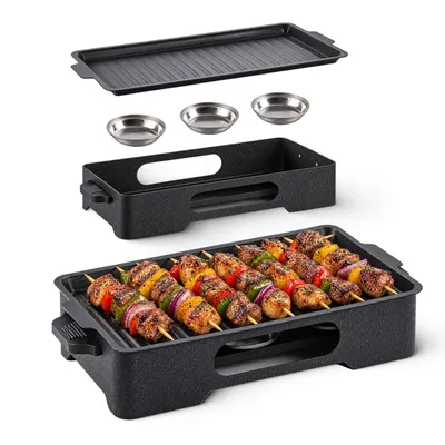 Produktbild von BBQ Warmhalteplatte mit Antihaftbeschichtung – Grill Warmhalteplatte Warmhaltebehälter, Speisenwärmer für Camping BBQ Party