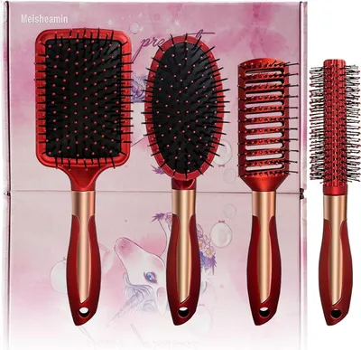 Image de set de 4 brosses à cheveux : massage antistatique, ovale