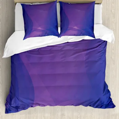 Obrázok produktu pre ABAKUHAUS Indigo obliečka na perinu, Indigo Wellig Moderné umenie, Odolná voči roztočom Vhodná pre alergikov s obliečkami na vankúše, 200 cm x 200 cm - 80 x 80 cm, Fialová a tmavomodrá
