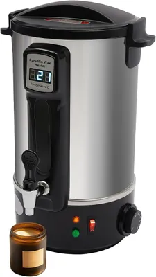 Productafbeelding van 8 liter wassmelter voor kaarsen - 1100W elektrische wassmelktop van roestvrij staal met LED-digitale display, temperatuur instelbaar van 30-100°C. Snel opwarmen voor het zelf maken van kaarsen