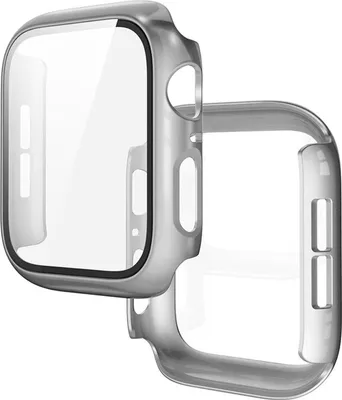 Produktbild von Schutzhülle mit Glas für Apple Watch SE 3 / SE 2 / SE / 6 / 5 / 4 (40 mm), Bizon Case Watch Adamo, mattes Silbern
