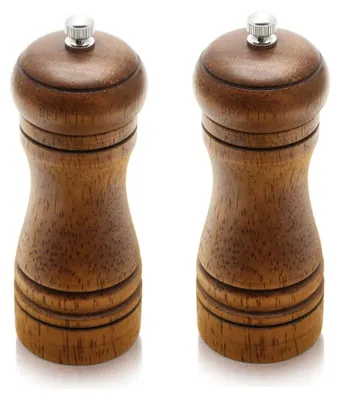 Produktbild von Solidchoice – Set aus 2 Holz-Pfeffer- und Salzstreuern mit einstellbarem Keramikmahlwerk