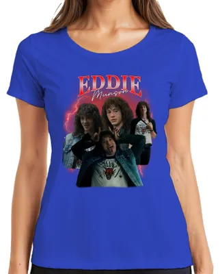 Produktbild von Eddie Munson Hellfire Club Stranger Metal Geschenk Vintage Serie Damen T-Shirt, Blau, S