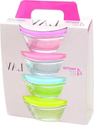 Image de Bol en verre 4 pièces avec couvercle - Bol à petit-déjeuner et à dessert 250 ml