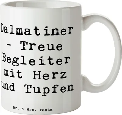 Produktbild von Mr. & Mrs. Panda Tasse mit Spruch Spruch Dalmatiner Herz - Weiß - Geschenk, Hund, Beschreibung, schöne, Hunderasse, fröhliche Art, Kaffeetasse, Hunderassen, haferl