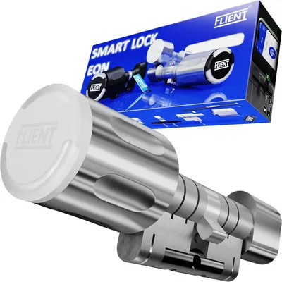 Produktbild von Flient® Smart Lock Eon | Smartes Zylinderschloss | Weiß/Silber | Edelstahl | 32.5/32.5