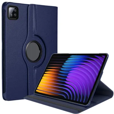 Image de Coque pour Xiaomi Pad 7 / 7 Pro, Protection Antichoc Etui Rotatif 360° Synthécuir Bleu Marine