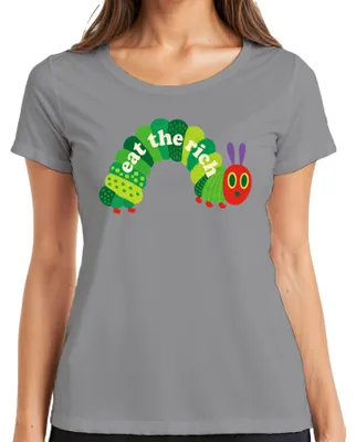 Produktbild von Eat The Rich Raupe Hungrig Nimmersatt Parodie Statement Sarkasmus Damen T-Shirt, Grau, M