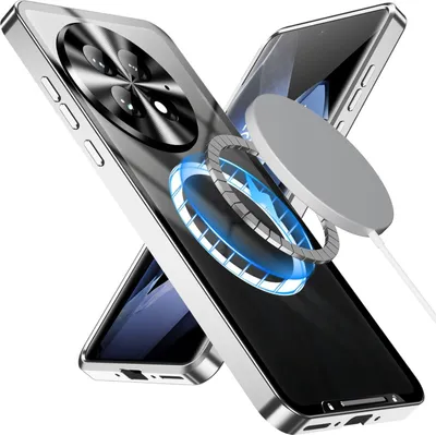 Produktbild von Für OnePlus 13 Magnetische Magsafe Frosted Metall Design Schutz Hülle Cover Silber