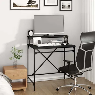 Produktbild von "2026 Aktion"Schreibtisch/Büro-Möbel - CLORIS - Computertisch moderner - Schwarz 80x50x90 cm Holzwerkstoff und Eisen - NeuMöbel3377267