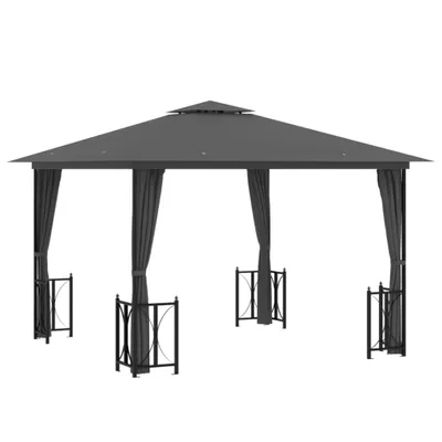 Produktbild von vidaXL Pavillon mit Seitenwänden & Doppeldach 3x3 m Anthrazit