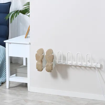 Produktbild von Schuhtrockner elektrisch Wandmontage, Stiefeltrockner, Stahl weiß, 3 Paar | 76 x 13 x 17 cm | 50–55 °C | bis 10 kg