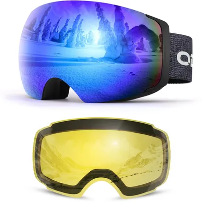 Imagen del producto de Elzusha - Gafas de esquí sin marco con lentes intercambiables y protección UV
