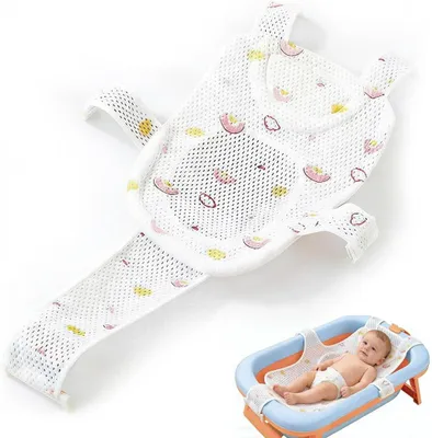 Productafbeelding van Badkussen voor baby's - Badverkleiner voor pasgeborenen - Badhangmat met 5 veiligheidsriemen - Antislip - Ademend en comfortabel net