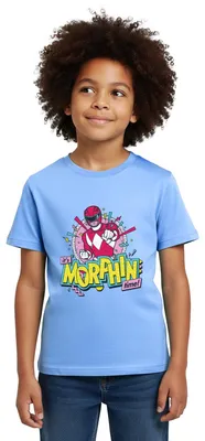 Produktbild von Spreadshirt Power Rangers It's Morphin Time Kinder T-Shirt, 98/104 (3-4 Jahre), Himmelblau