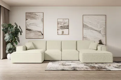 Produktbild von ALTDECOR Ecksofa in U-Form Corner Sofa Bett Eckcouch Couch L-Form Wohnlandschaft Cauchsofa SIERRA-U - 349x169x80 cm Beige -