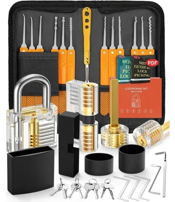 Produktbild von Lockpicking Set 36+4 Stück Dietrich mit Trainingsschlössern und Handbuch Orange