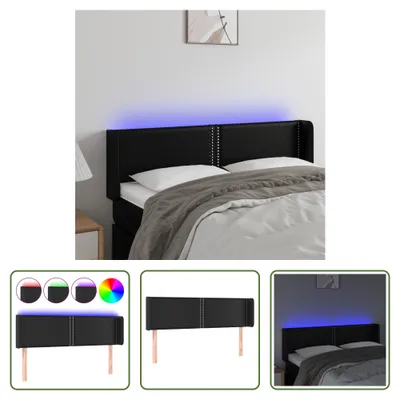 Produktbild von The Living Store LED Kopfteil Schwarz 147x16x78/88 cm Kunstleder