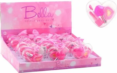 Immagine prodotto di Bella set da trucco a forma di cuore 3 pezzi rosa