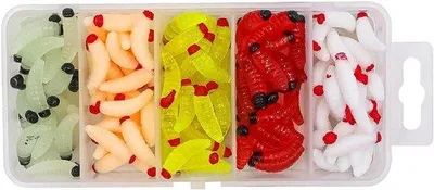 Obrázok produktu pre Umelá návnada z múkových červíkov pre sladkovodné a morské akváriá, 125 kusov, zelená