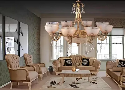 Produktbild von Kronleuchter Luxus Deckenlampe Lüster Deckenleuchter Lampe Glas Gold