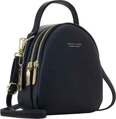 Produktbild von Mode Rucksack Damen Kleine Handy Schultertasche Lederrucksack Frauen Klein Handtasche Mini Casual Daypacks für Party/Reisen/Arbeit (Schwarz)