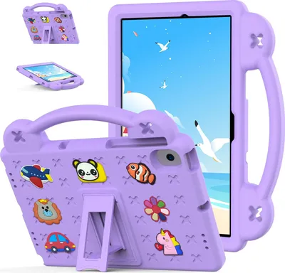 Obrázek produktu pro Ochranné pouzdro pro Samsung Galaxy Tab A8 10.5 2021/2022 X200/X205/X207, roztomilé dětské pouzdro, odolné proti nárazům s držadlem a stojánkem Fialová