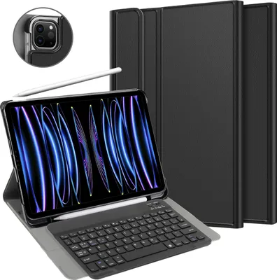 Image de Cazy Housse pour Tablette avec Clavier compatible avec iPad Pro 12.9 (2022) / Pro 12.9 (2021) - Étui Clavier Bluetooth QWERTZ - Noir