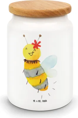 Produktbild von Mr. & Mrs. Panda behälter Biene Blume - Weiß - Geschenk, Dose, Frischhaltedose, zuckerdose, Kaffeedose, Vorratsbehälter