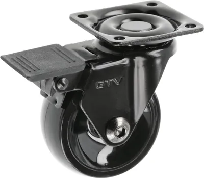 Produktbild von GTV - Möbelrollen CALIBRO | Lenkrollen | Rollen für Möbel | mit Bremse | Durchmesser 50 mm | aus Kunststoff und Stahl | Schwarz