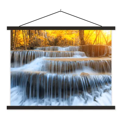 Produktbild von MuchoWow® Textilposter Wasserfall - Natur - Bäume - Herbst - Landschaft 40x30 cm mit schwarzem Rahmen - Dekorationen