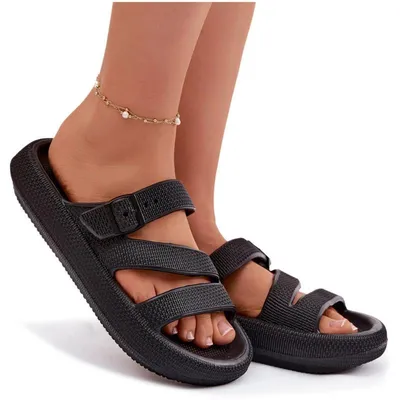 Produktbild von Schaumstoff Damenpantolette mit Riemen und Schnalle Big Star TT274A037 Schwarz 38