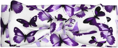 Productafbeelding van Witte en paarse elastische haarbanden met vlinderprint en strik voor babymeisjes, pasgeborenen, peuters en kinderen