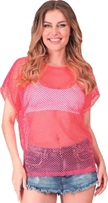 Produktbild von Pinkes Damen Netz Shirt Gr. S - XXL - 80er Jahre S/M
