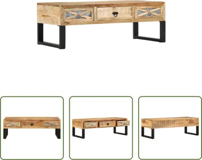 Image de The Living Store Table basse 110 x 50 x 38 cm Bois massif Mango
