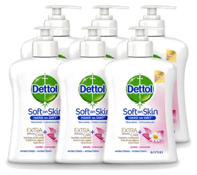 Productafbeelding van 6 x Dettol antibacteriële handzeep - Hydraterende kamille - 250 ml - Voordelige verpakking - 6 stuks