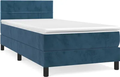 Produktbild von vidaXL Boxspringbett mit Matratze Dunkelblau 100x200 cm Samt