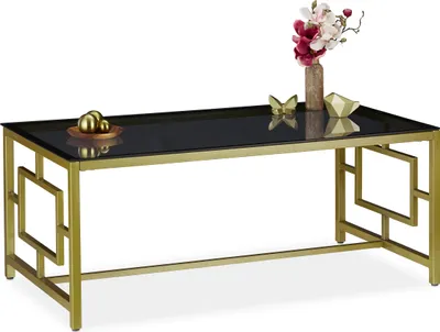 Produktbild von relaxdays Couchtisch Glas Schwarz & Gold