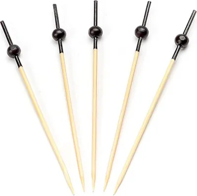 Produktbild von Picker aus Bambus mit kleiner schwarzen Kugel, 100 mm, 250 Stück
