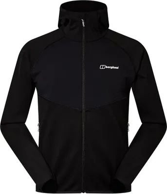 Schwarze Trawden Hybrid-Jacke für Herren von Berghaus mit durchgehendem Reißverschluss und Kapuze.