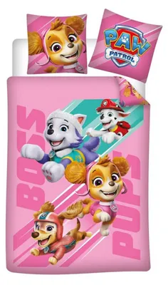 Produktbild von Paw Patrol Bettbezug Boss Pups Rosa 100% Baumwolle 140x200 cm, Kissenbezug 65x65 cm Doppeldruck
