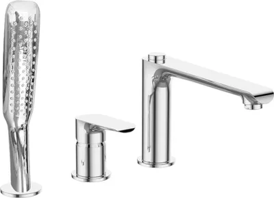 Obrázek produktu pro Design Tříotvorová vanová baterie stojánková, tříotvorová vanová baterie se sprchovou soupravou