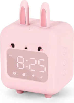Produktbild von Kinderwecker, Digitaler Wecker für Kinder, Niedlicher Häschenwecker, Nachtlicht mit USB-Kinderwecker fürs Schlafzimmer (Pink)