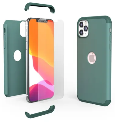 Zdjęcie produktu dla Etui na telefon komórkowy NALIA 360 stopni do iPhone 11 Pro Max, Full Cover Hard Case & Glass Dark Green