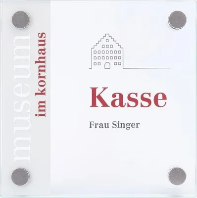 Produktbild von GALERIE Türschild | 150x150 mm | 2 Scheiben ESG Glas | 4x Edelstahl Halter | ...
