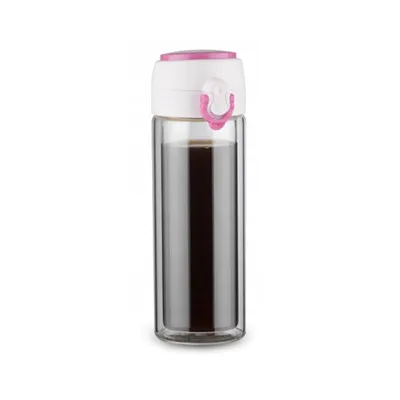 Produktbild von Glas Thermo Trinkbecher Pink 260 ml Doppelwandig Borosilikatglas Thermobecher für Heiß- und Kaltgetränke