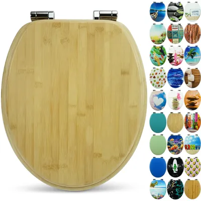 Produktbild von Sanfino® Bambus WC Sitz "Brown" hochwertiger Toilettendeckel mit Absenkautomatik aus Bambus, viele bunte Motive, einfache Montage