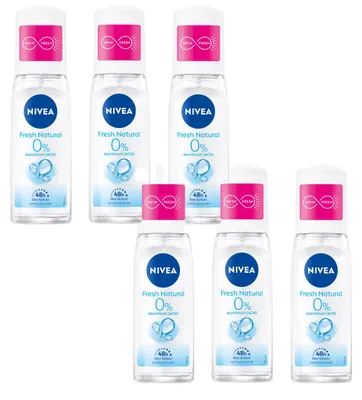 Image de Nivea Déodorant Vaporisateur Fresh Natural 48h protection efficace 75ml pack de 6