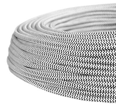 Productafbeelding van Textielkabel, strijkijzer, zwart-wit, zigzagpatroon, type H03RT-H, 3 x 0,75 mm², bijzonderheid: diameter 6,3 mm