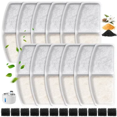 Productafbeelding van Filter drinkfontein kat - 12 stuks - Actieve kool en harsfilter - Pompspons